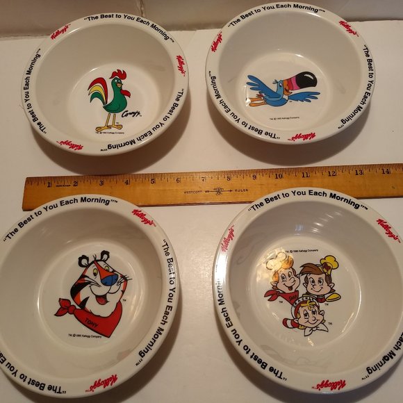 Kellogg's Dining Kelloggs Cereal Bowls The Best To You Each Morning Set Of 4 Vintage 995
